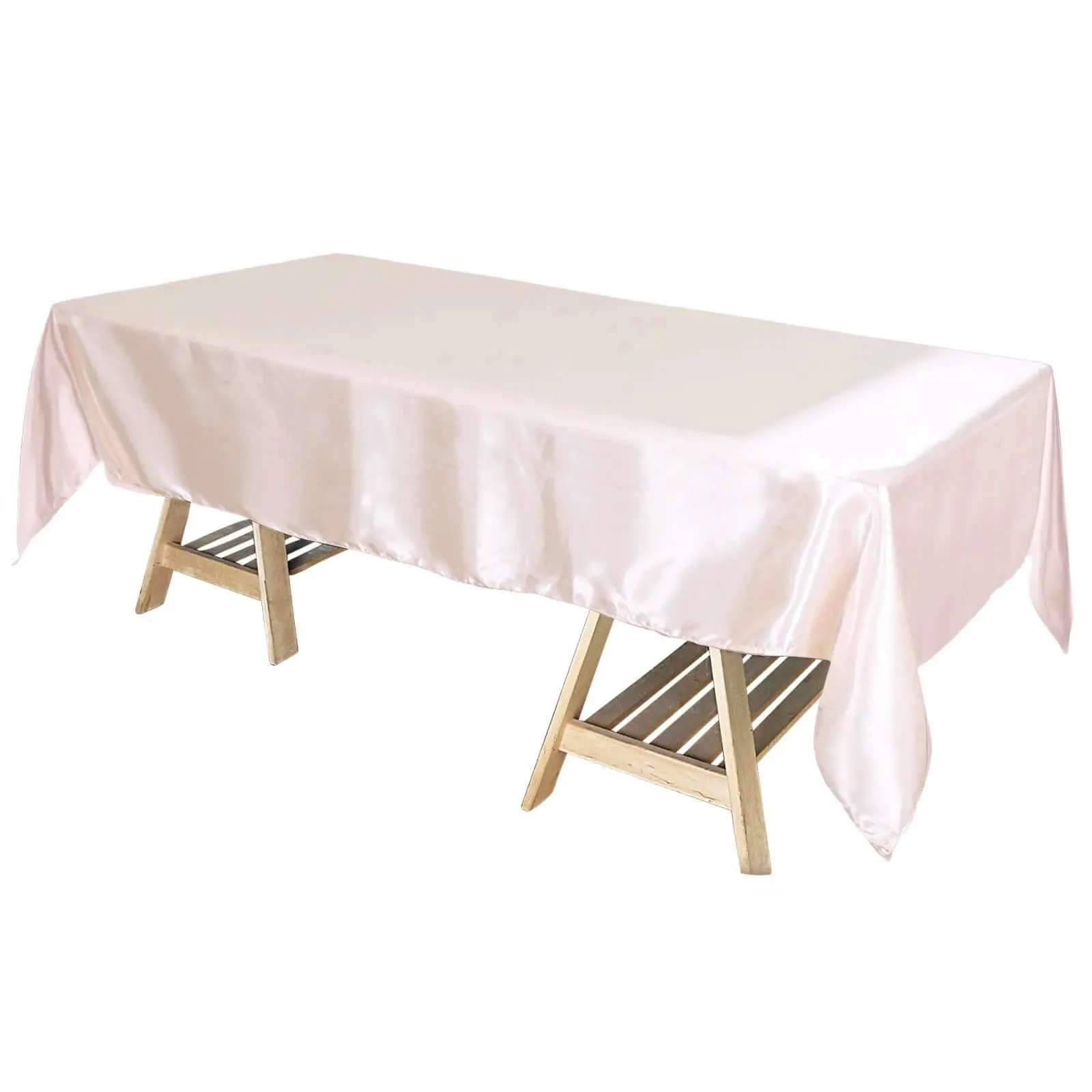 Satin Rectangular 60"x102" Blush Pink Tablecloth - Smooth Lustrous Outdoor Dining Table Cover, Picnic Table Cover, Machine Washable for Birthday, Wedding, Gender Reveal, Graduation
