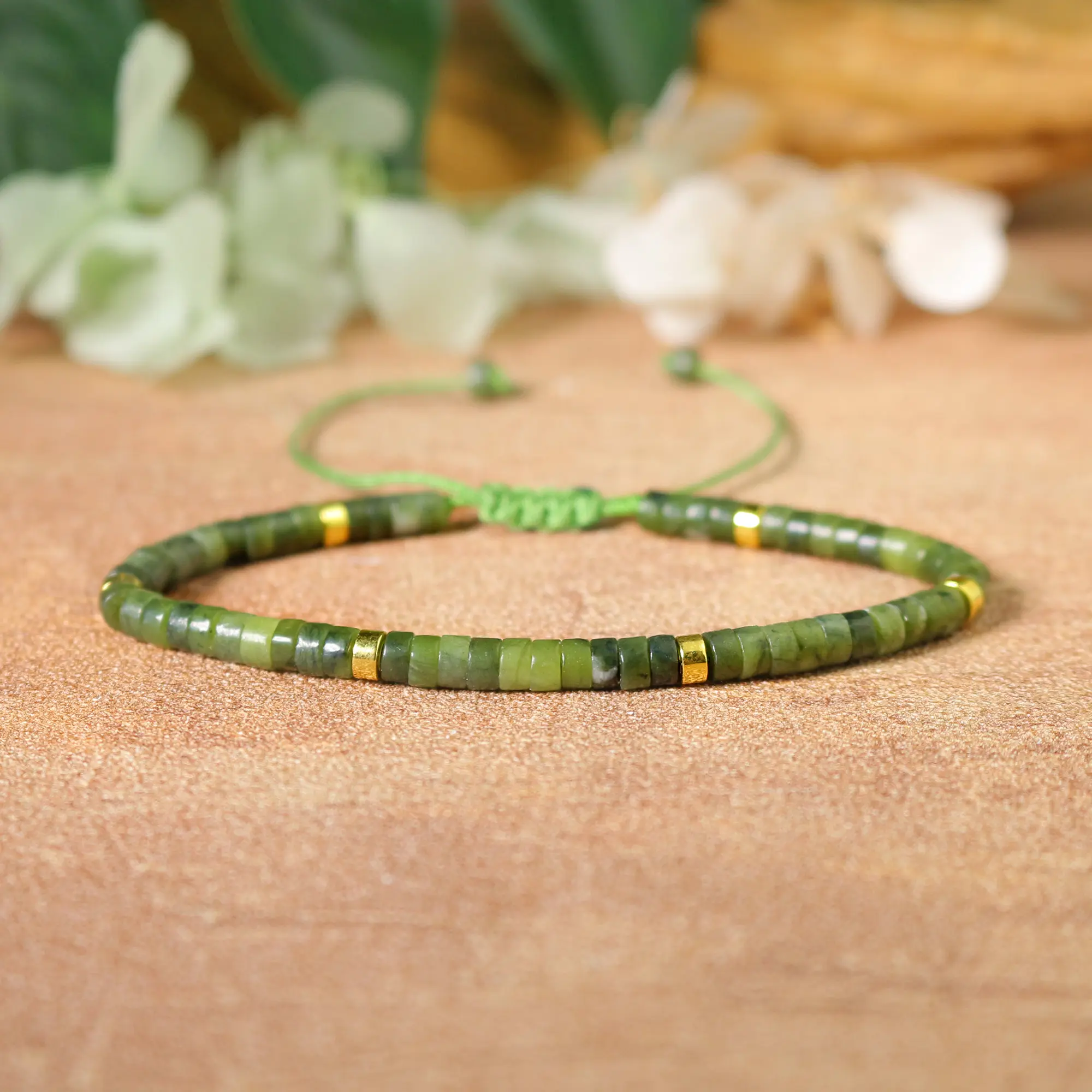 Handmade Natural Jade Olive Tibetan Beads Gemstone Healing Reiki Crystal Minimalist Bracelet for Daily Wear, Healing Natural Crystal Bracelets & Anklets Jewelry Accessory, Gemstones