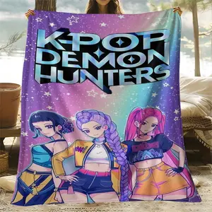 1pc classic kpop girl group devil hunter blanket, lunch break blanket - small throw blanket - throw blanket, soft and warm, suitable for all seasons, home decoration, suitable for sofa, office, bed, camping and travel, the best gift choice