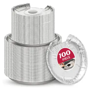 100PC COZZIVITA Round Electric Stove Burner Covers - Stove Top Covers for Electric Stove Thicker Aluminum Foil Burner Liners - Disposable Stove Top Protector (25 * 6 Inch and 25 * 8 Inch) outdoorfun