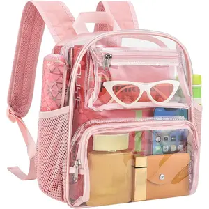 Stadium Approved Small Clear Backpack for Women Men, Clear Bag Perfect for Stadium Events Concert Sports Festival, Princess Pink