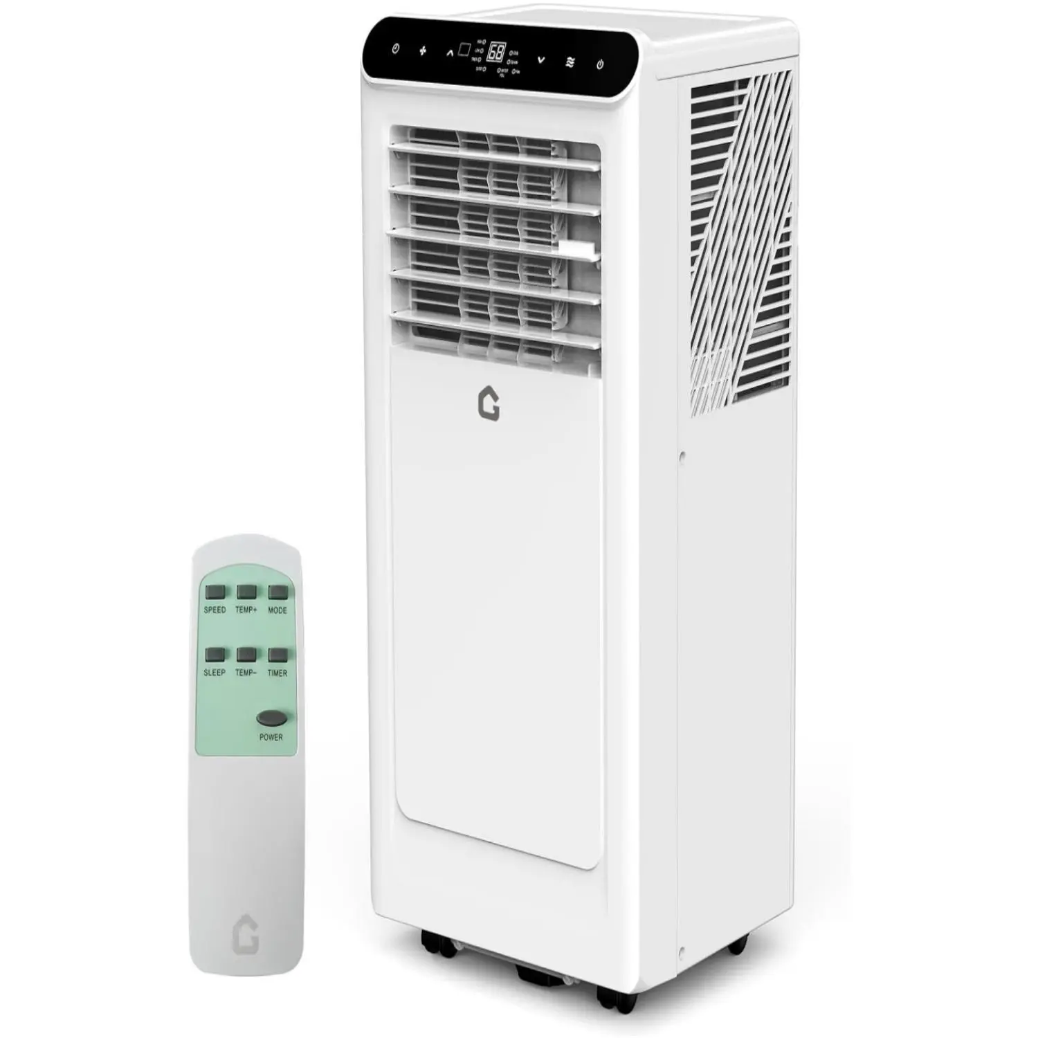 White 8000 BTU  3 in 1 Portable Air Conditioner   Cools Rooms Up to 350 Square Feet with Dehumidifier and Fan  Remote Control  Smart Sleep Mode and Timer  Black Operation Panel, Portable Aircon, Quiet Portable Ac