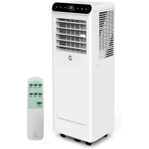 White 8000 BTU  3 in 1 Portable Air Conditioner   Cools Rooms Up to 350 Square Feet with Dehumidifier and Fan  Remote Control  Smart Sleep Mode and Timer  Black Operation Panel, Portable Aircon, Quiet Portable Ac