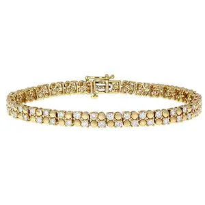 JTV Round White Lab-Grown Diamond F-G SI 14K Yellow Gold Over Sterling Silver Tennis Bracelet 3.10ctw