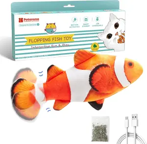SilverVine Cat Toy Flopping Fish - Interactive Kicker, Moving Wiggle Toy for Small Dogs with Catnip, Orange and White Design
