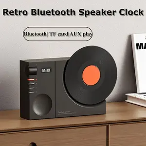 Mini Retro Bluetooth 5.3 Speaker - AUX Playback Wireless HiFi Retro Film Sound Music Box with Clock Display & TF Card Support portable wireless speaker