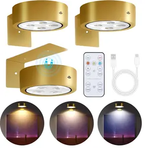 3-Pack Picture Lights for Wall, Rechargeable Battery Operated Led Painting Light with Remote Control Dimmable and Timer, 3 Lighting Modes Magnetic Art Display Light, Wireless Wall Decor Puck Light wall lamp bedroom wall
