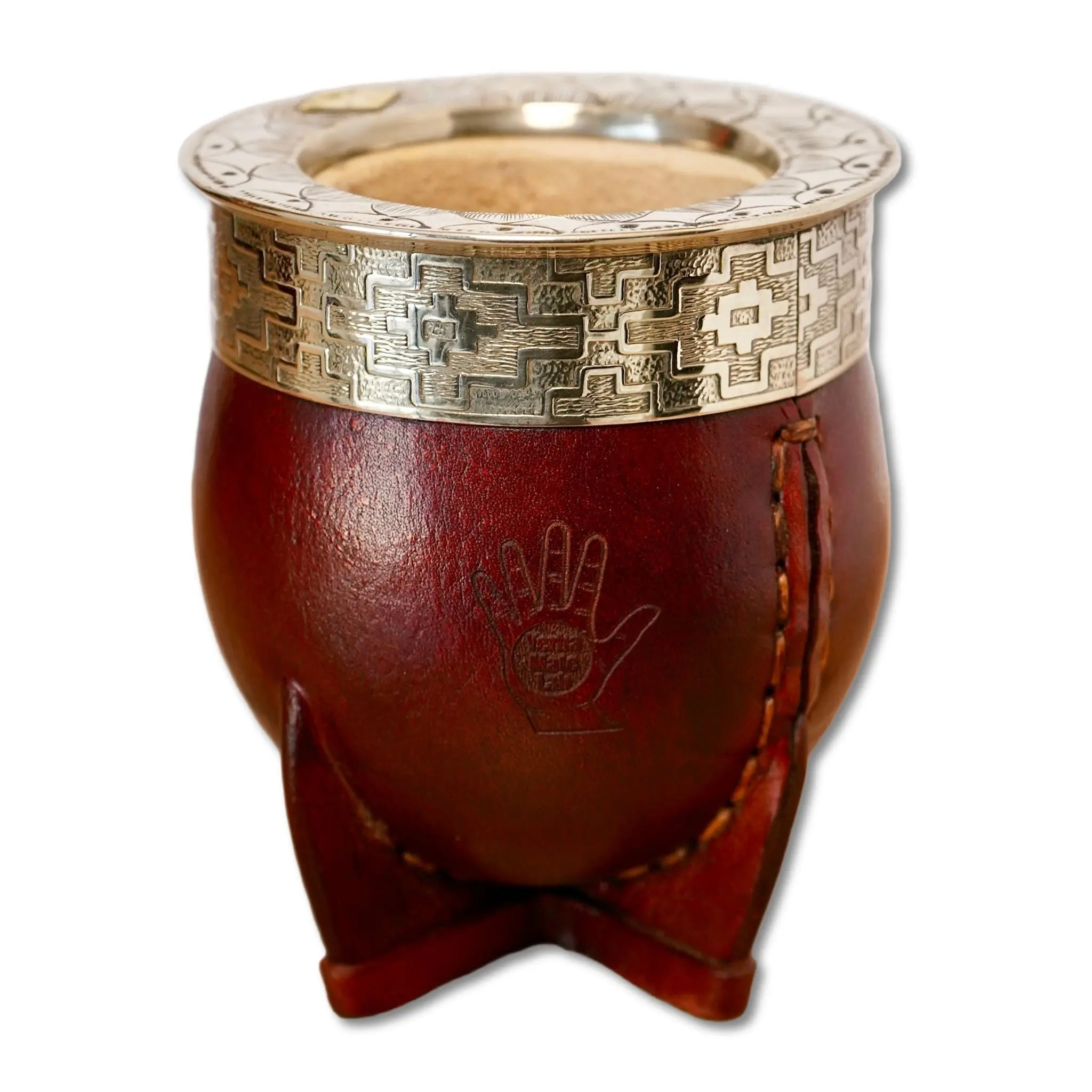 JOYA Imperial Calabash Mate Gourd - Brown Leather & Chiseled Rim
