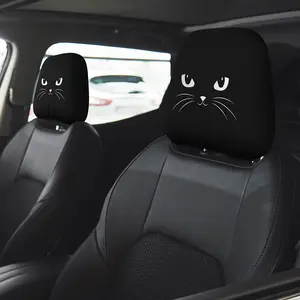 Cat Pattern Car Seat Headrest Covers, Elastic Polyester Material, Easy Installation No Tools Required, Protects From Dust & Dirt, Car Seat Headrest Furry, Car Seat Protector