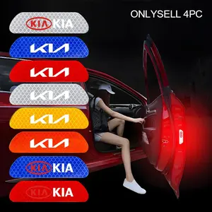4Pcs Reflective Car Door Sticker Safety Opening Warning Reflector Tape Decal Accessories For KIA Carnival Niro EV9 K8 Forte Cerato Sportage Ray EV Telluride Seltos Cadenza RIO EV6 Stinger Ceed Picanto Sorento Borrego K5 K9 Syros Optima Sonet EV3