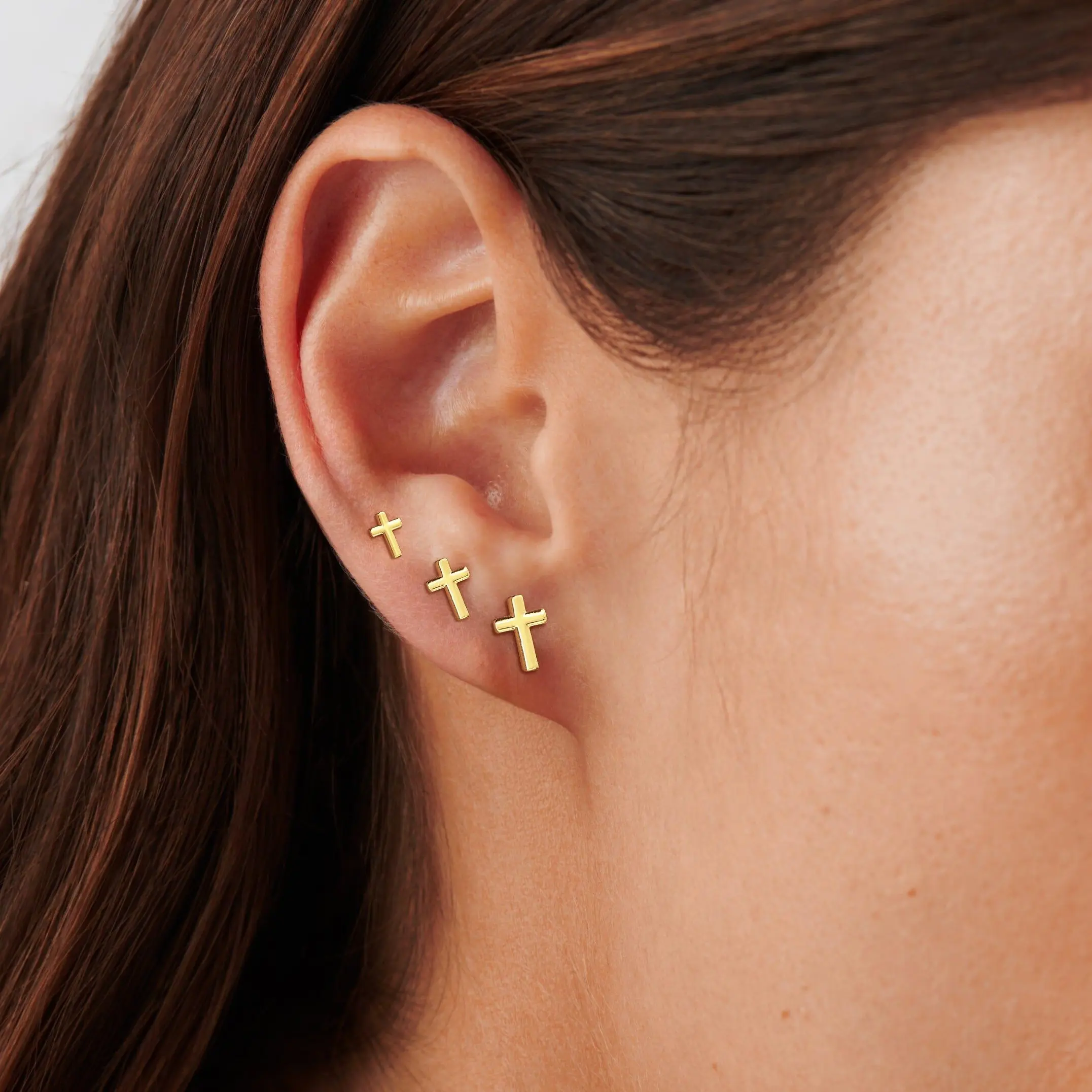 KOPERIN Cross Screw Flat Back Small Stud Earrings for Women Men Girls, Minimalist Surgical Steel Cartilage Tragus Piercing Sleeper Little Studs, Hypoallergenic Birthday Gift