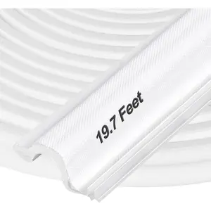 Kerf Door Weather Stripping 19.7 Ft V-Shaped Door Seal Strip for Large Gap Door Frame Front Door Extra Thick Sealers Replacement Exterior Entry Door Jamb Gasket Easy Installation Cut to Size - White