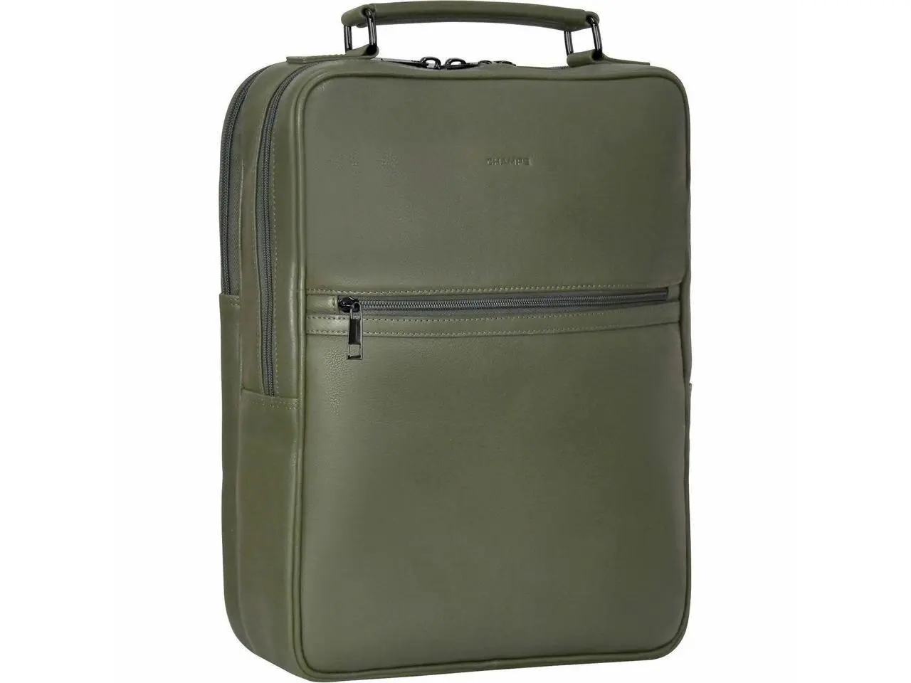 Champs Onyx Carrying Case (Backpack) for 11" to 15.6" Notebook - Khaki - RFID Resistant - Top Grain Cowhide Leather Body - Patterned Lining - Shoulder Strap, Trolley Strap - OB-409-KHAKI