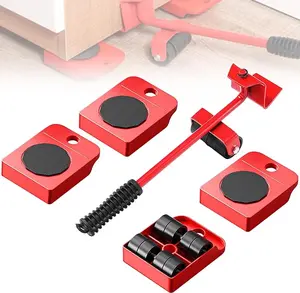 300 Lbs Capacity Heavy Furniture Dollies with Wheels – Furniture Moving Tool Set (1 Lever + 4 Sliders) – Appliance Lifter & Floor Protector Kit for Sofas, Fridges, Kitchen Appliances, Heavy Furniture