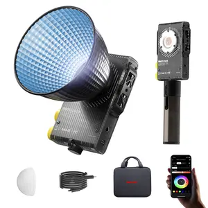 PHOTOOLEX Q100C 100W RGB COB Video Light, Full-Color Studio Lighting with Smart App Control, 21 Scene Effects, 2700K–6500K Adjustable Temperature, CRI 96+ & TLCI 97,  Perfect for Photography, Video, Streaming, Studio, and Holiday Gifts