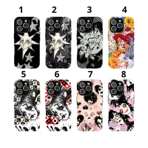 Dreamy Celestial Sun and Moon Case  Vintage P.ierrot Goth Aesthetic  Mystical Starry Night Art Cover  for iPhone 17161514131211ProMax Plus