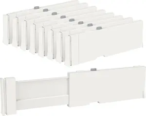 8 Pack Drawer Dividers for Clothes, Adjustable 4" High Expandable from 11.6"-17" Dresser Drawer Organizer, Plastic Drawers Separators for Dresser, Baby Clothes, Kitchen and Office Storage