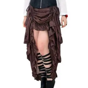 Women's Steampunk Skirt Ruffle Victorian Skirt Medieval Renaissance Skirts Cosplay Outfits  Asymmetrical High Low Skirt Pirate Skirt 6388-live-1