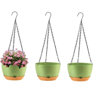 10 Inch Self Watering Hanging Pots, 3 Pack Hanging Planters