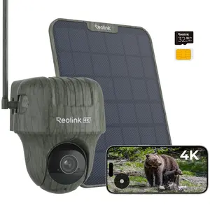 Reolink Go Ranger PT 2K 4G Battery Security Camera with Solar Panel, Explore Nature Anytime with 360° Live Streaming Lens Video Outdoor Cctv Portable, Solar Powered