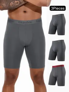 3Pieces Men’s Underwear Featherweight Performance Boxer Briefs Long Leg Boxers Sports Men Athletic Sport Underwear Quick-Dry Shorts Quality Mesh Underwear Breathable Male Underpants