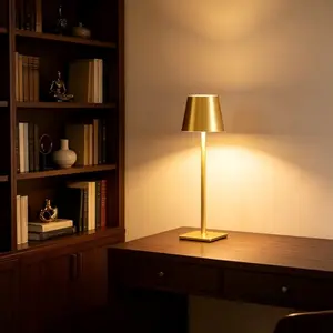 2-Pack Gold Rechargeable Table Lamps, Cordless Design with 6000mAh Large Capacity Battery. Portable wireless lighting suitable for restaurants, dining rooms, kitchens, homes and outdoor patios. Waterproof and lightweight for flexible use anywhere.