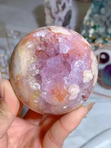 new pink amethyst flower agate sphere