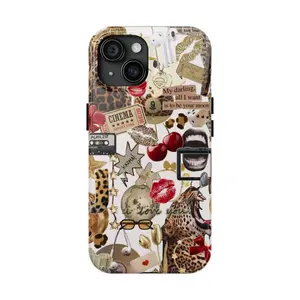 Y2K Cute Leopard Print Phone Case, Cherry Star Lips, 9 Gold and Deep Red Spheres, Durable and Shockproof, Sturdy Disco Ball Phone Case, Compatible with iPhone 17/16/15/14/13/12/11 Pro Max/Plus and Samsung Galaxy S23FE/22/23/24/25. tiktokshopspringglowup
