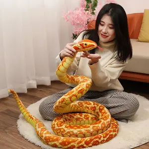 220 cm Realistic Orange Corn Snake Plush Stuffed Animal, Giant Long Fake Serpent Throw Pillow, Novelty Prank Decorative Snake Plushie for Sofa Bedroom Jungle Themed Home Decor, Gift for Reptile Lovers