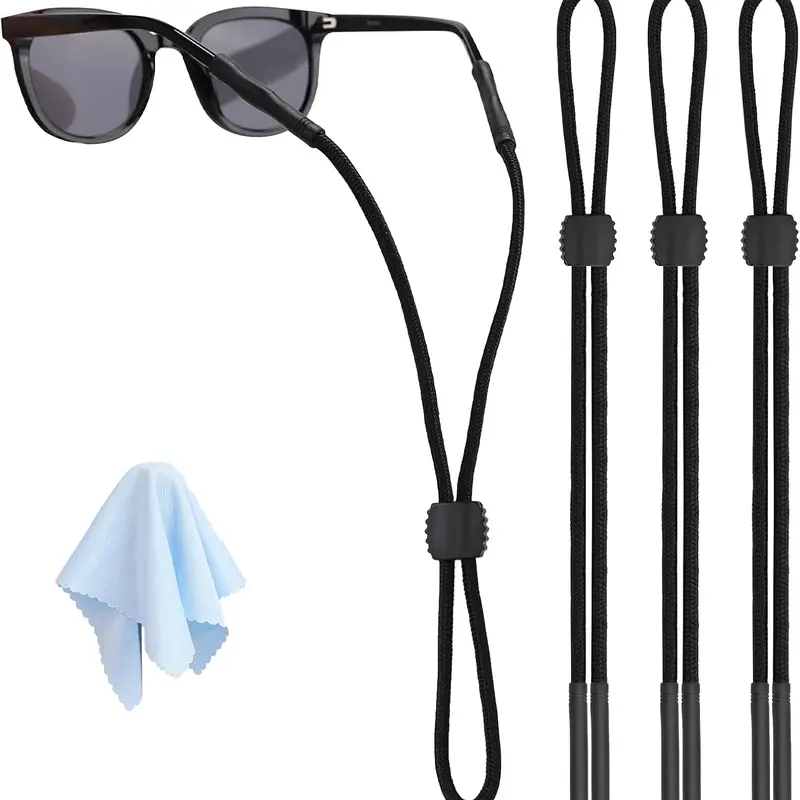 3 Pcs Glasses Strap-Adjustable Eyeglass Holders for Men, Women, and Kids - Neck Eyewear Retainer, Sports Sunglasses Strap, Lanyard