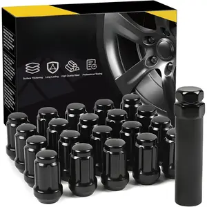 20PCS M12x1.5 Black Lug Nuts - Spline Lug Nuts Replacement for 2006-2022 Honda Civic, 1998-2022 Honda Accord, 2006-2022 Hyundai Elantra, 2005-2022 Hyundai Sonata Aftermarket Wheel Lug Nut