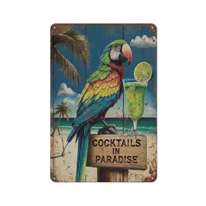 It's Five O'Clock Somewhere - Retro Vintage Decoration Perfect for Home, Beach Bar, Poolside, Patio, or Tiki Bar, Classic Cocktail Drinks Sign and Gifts, Indoor/Outdoor Durable Metal Sign