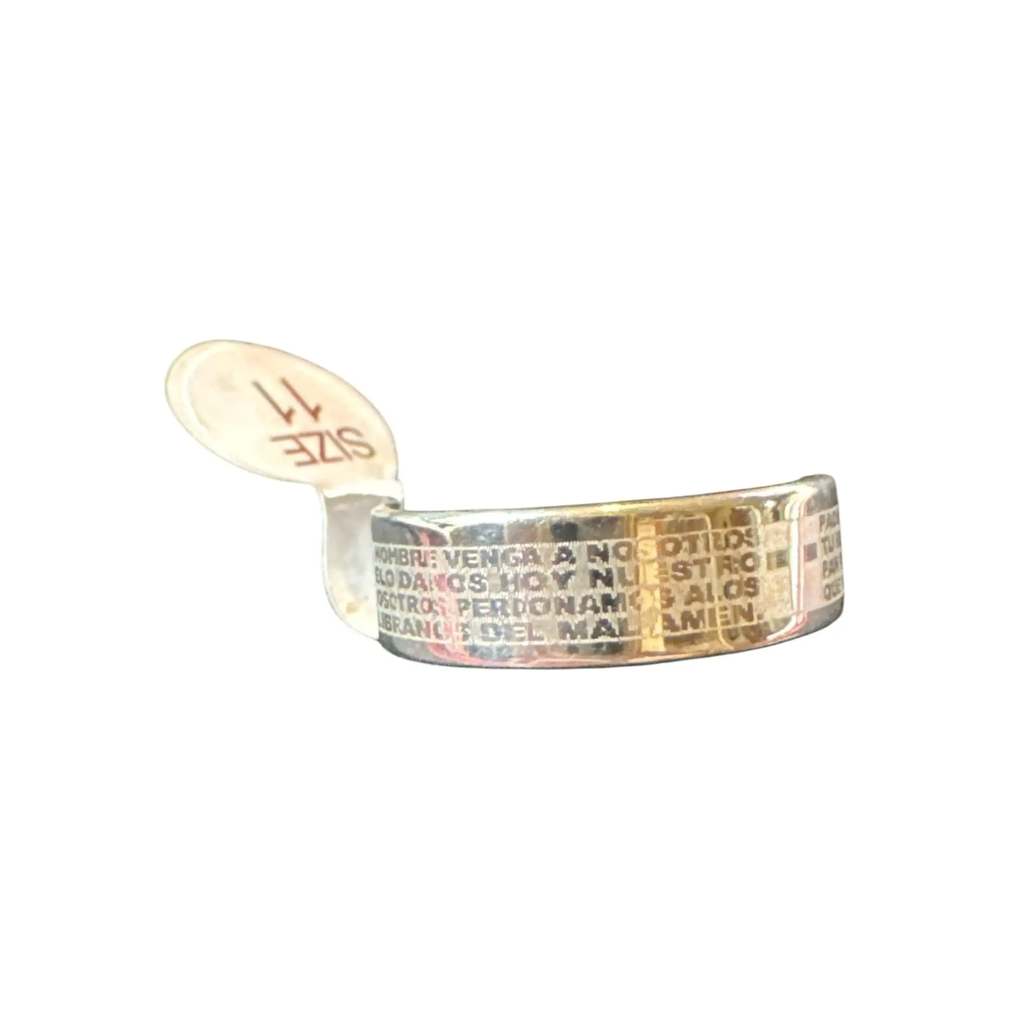 Padre Nuestro Prayer Ring Stainless Steel Engraved Spanish Lord’s Prayer Band – Size 11