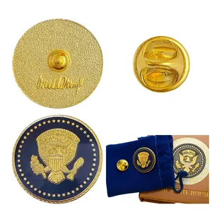 President Donald Trump Signature Blue Cobalt 24k Gold Plated Presidential Lapel Pin