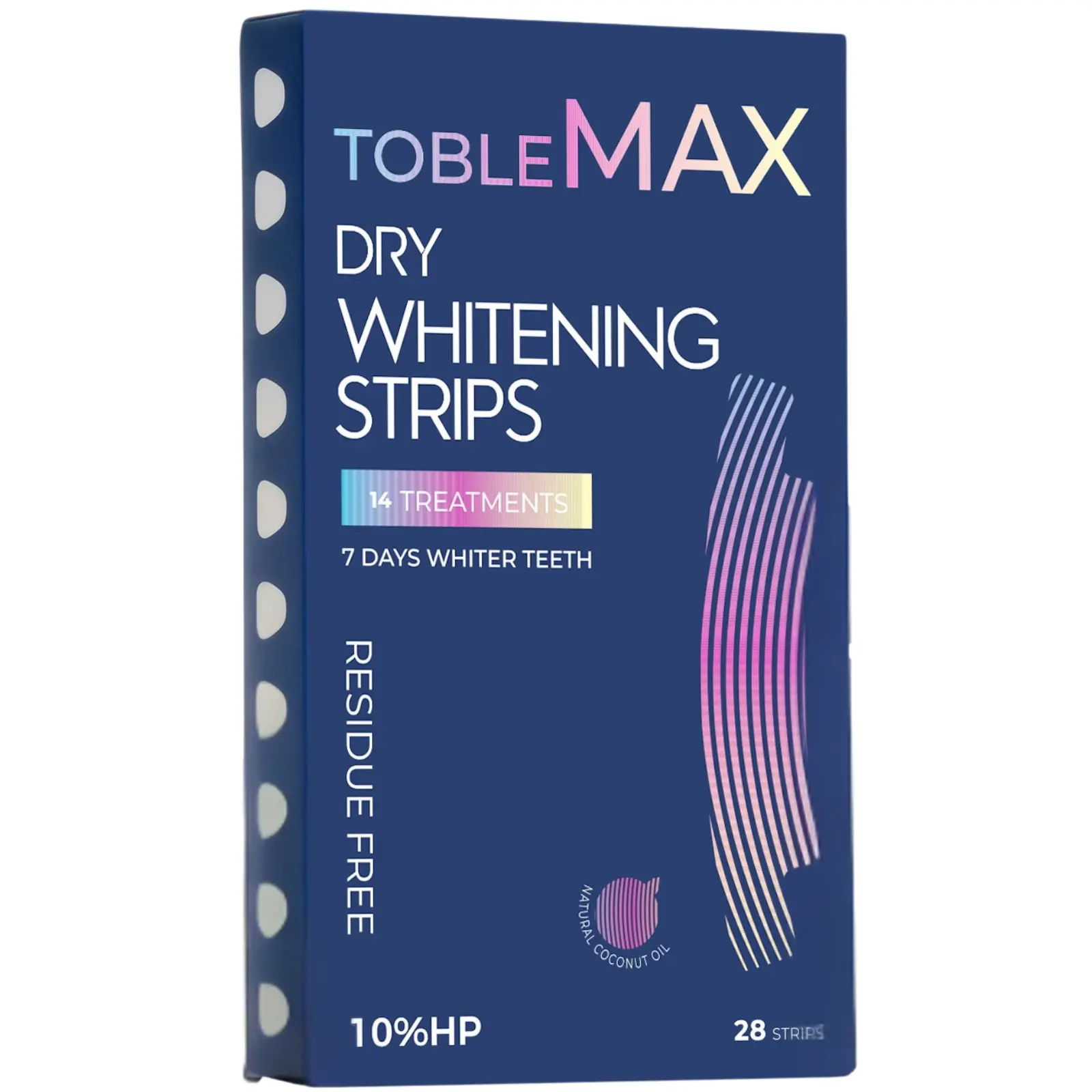 TobleMAXX Teeth Whitening Strips 14 Days Treatment with Non-Slip Residue Free Technology 10% Hydrogen Peroxide & Coconut Oil 28 Strips for Affordable Enamel Care