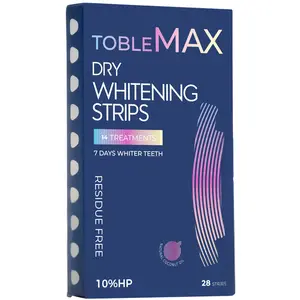 TobleMAXX Teeth Whitening Strips 14 Days Treatment with Non-Slip Residue Free Technology 10% Hydrogen Peroxide & Coconut Oil 28 Strips for Affordable Enamel Care