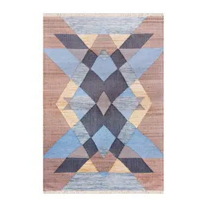 Ox Bay Abstract Handwoven 2' x 3' Jute and Cotton Dhurrie Rug