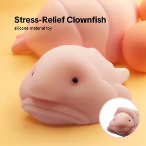 Cute Fish for Anxiety Relief, Funny Cute Sensory Desktop Decoration, Stress-Relief Ornament, Perfect Gift for Office & Home Decor, TPR Stress Reliever