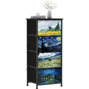Narrow Dresser for Bedroom Slim 4 Drawer Dresser Vertical Storage Tower for Living Room Hallway Closet Sturdy Steel Frame Wooden Top Easy Pull Handles