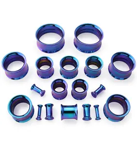 Blurple Anodized Stainless Steel Internally Threaded Tunnel Plugs