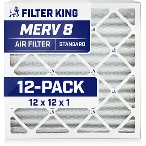 Filter King 12x12x1 Air Filter | 12-PACK | MERV 8 HVAC Pleated A/C Furnace Filters | MADE IN USA | Actual Size: 11.5 x 11.5 x .75"
