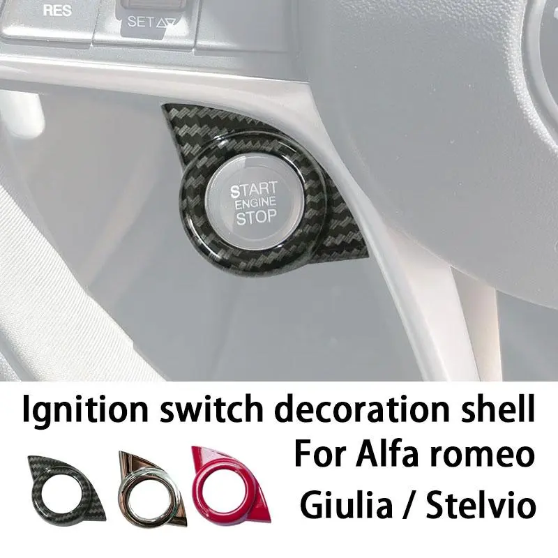 Ignition Switch Decoration Shell Engine Start Stop Button Trim Cover For Alfa Romeo Giulia Stelvio Interior Accessories