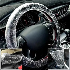 300pcs Disposable Car Protective Covers Include 100pcs Steering Wheel Gear Shift Handbrake For Protection