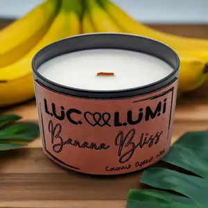 LUCELUMI Banana Bliss Coconut Apricot Wax Candle - Banana Scented