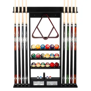 8 Wall Pool Cue Rack with Score Counter and Metal Hook, Billiard Pool Cue Rack Only (4 Colors)