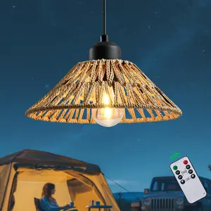 Battery Operated Outdoor Chandelier Gazebo Pendant Light with Remote Control Waterproof Boho Hanging Lamps for Gazebo Porch Patio Decor 1 Pack