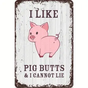 Farmhouse Wall Art Featuring Pig Logo Perfect for Kitchen and Bathroom Decor in Retro Style with Farm Animal Theme