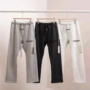 FW22 Classic Brand Men's Straight Pants Luxury Design Double Row Flocking Letter Straight Pants Loose High Street Couple Pants