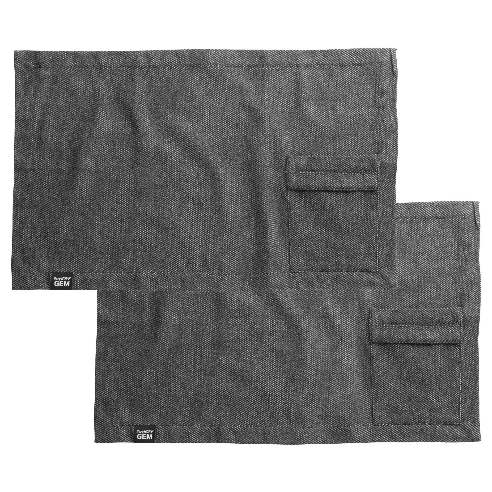 BergHOFF GEM 100% Cotton 2Pc Placemat Set, Black Denim Look