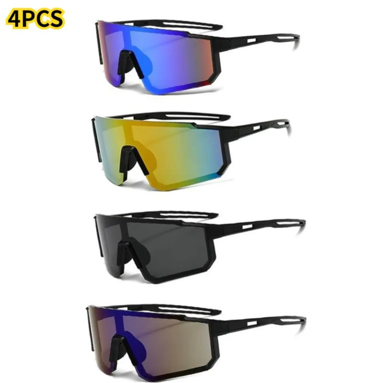 Unisex 4-Pack Outdoor Sport Sunglasses - UV400 TAC Polarized, Windproof, Double Bridge Men's Sunglasses for Fishing, Hiking, Sports Eyewear, Eyes, Sun Protection, Anti-Wind & Sand, Plastic, Double Bridge Tac Polarized, Polarised Lens, Lightweight Sports S